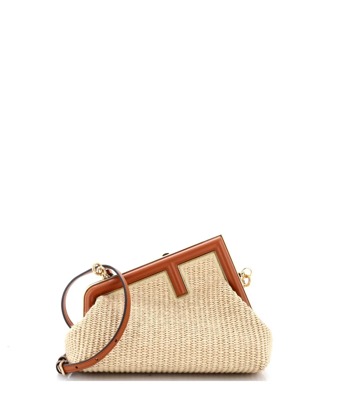 Pre-Owned Fendi First Small Raffia Crossbody Bag by FENDI