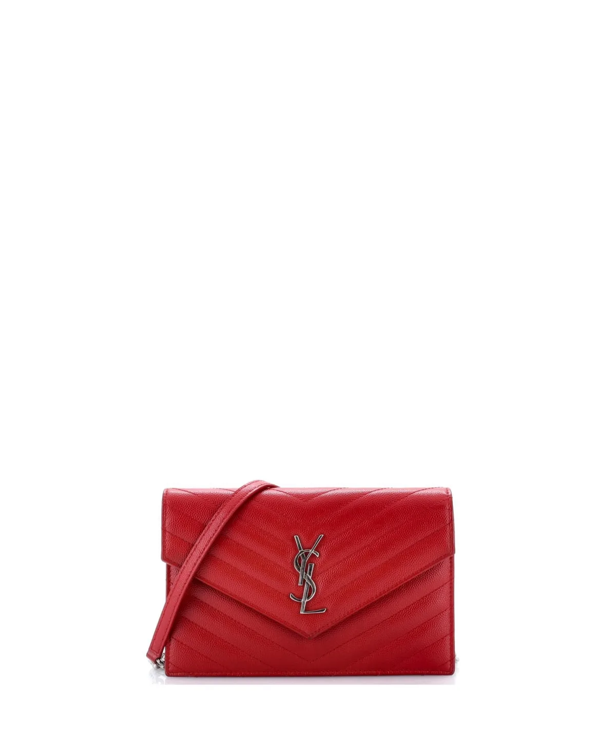 Pre-Owned Saint Laurent Classic Monogram Matelasse Chevron Wallet on Chain by Saint Laurent