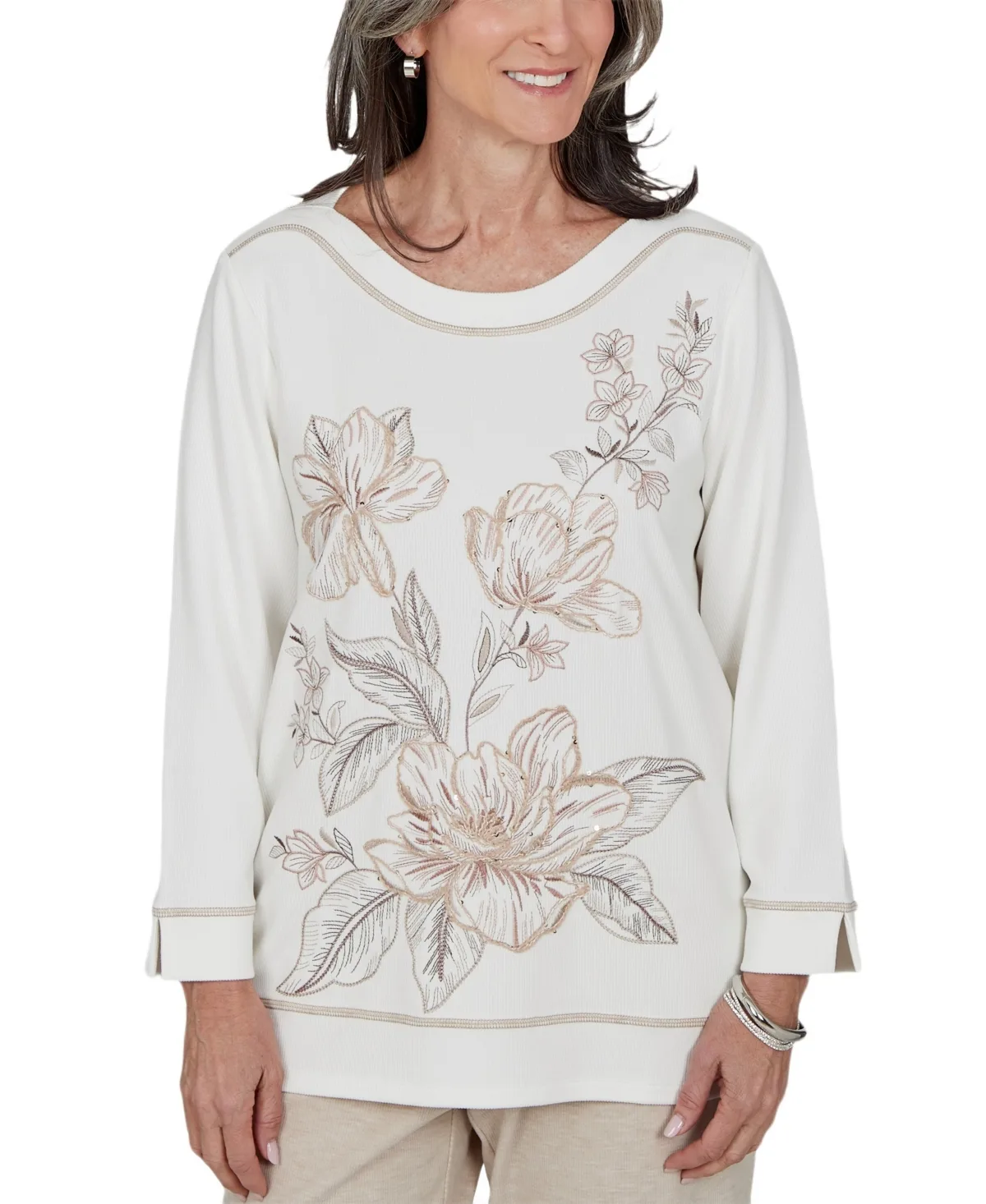 Boat Neck 3/4-Sleeve Blouse by Alfred Dunner