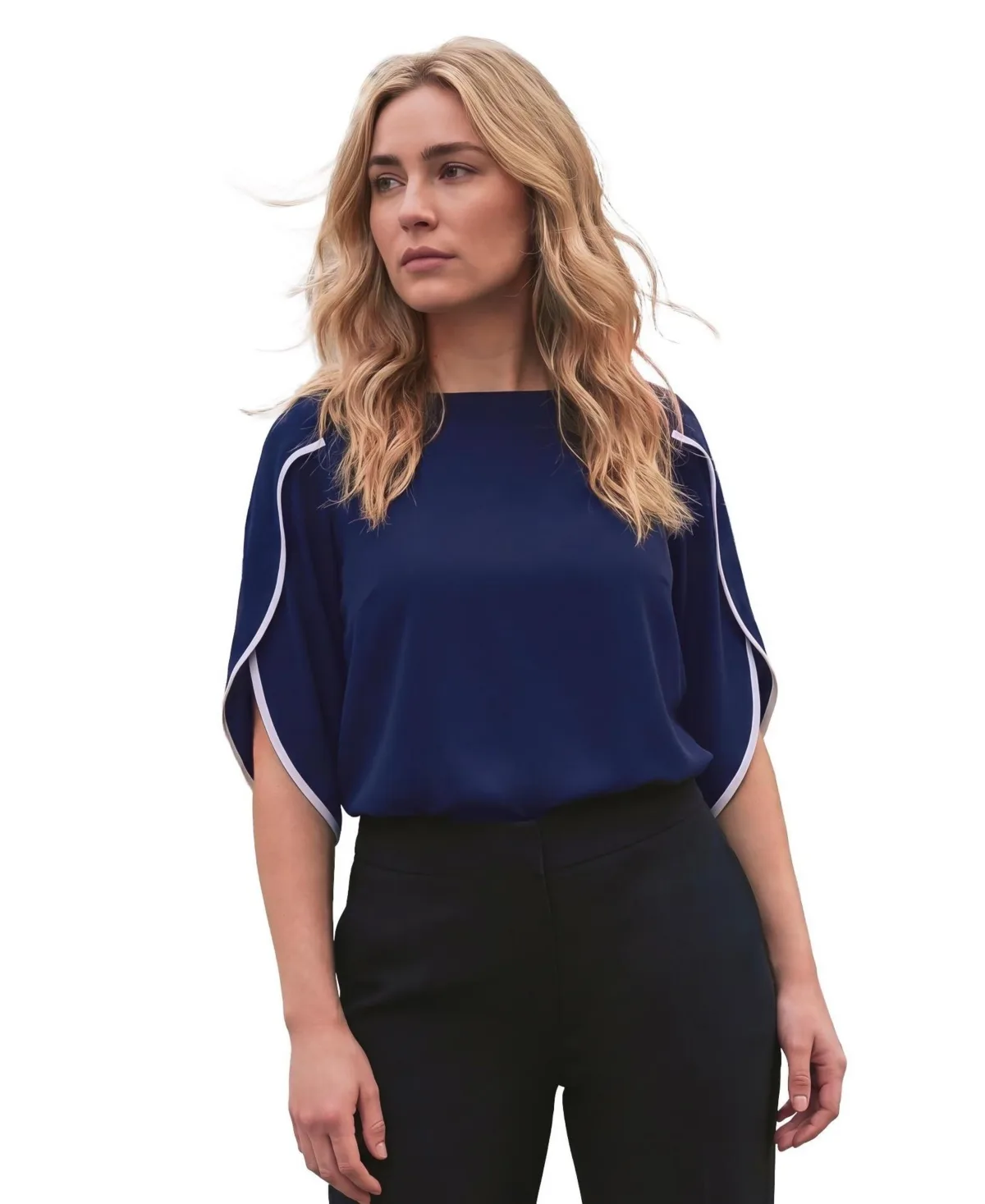 Relaxed-Fit Contrast Tulip Blouse by Avenue