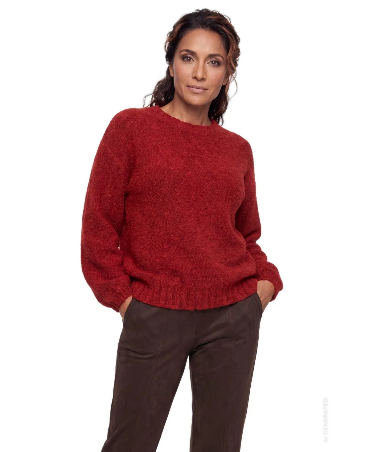 Henny Boucle-Knit Dropped-Shoulder Pullover Sweater by Olsen
