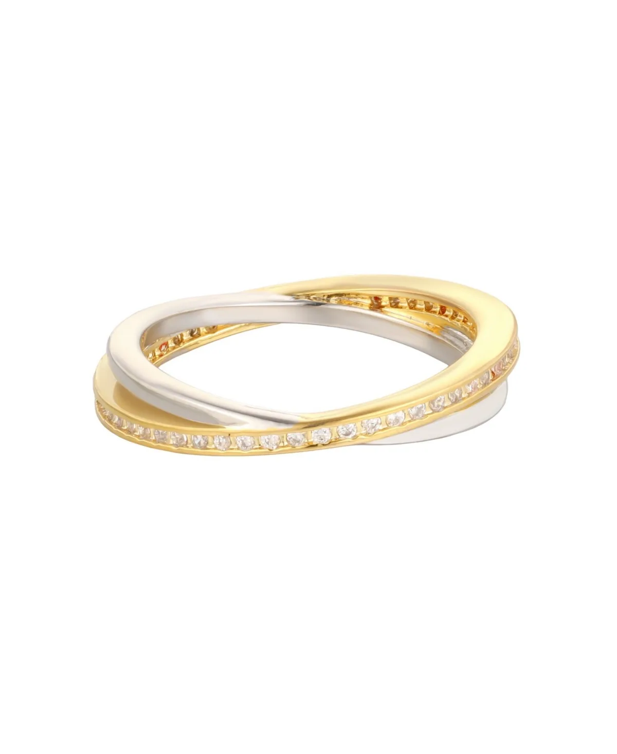 Cubic Zirconia Two-Tone Criss-Cross Ring by Adornia