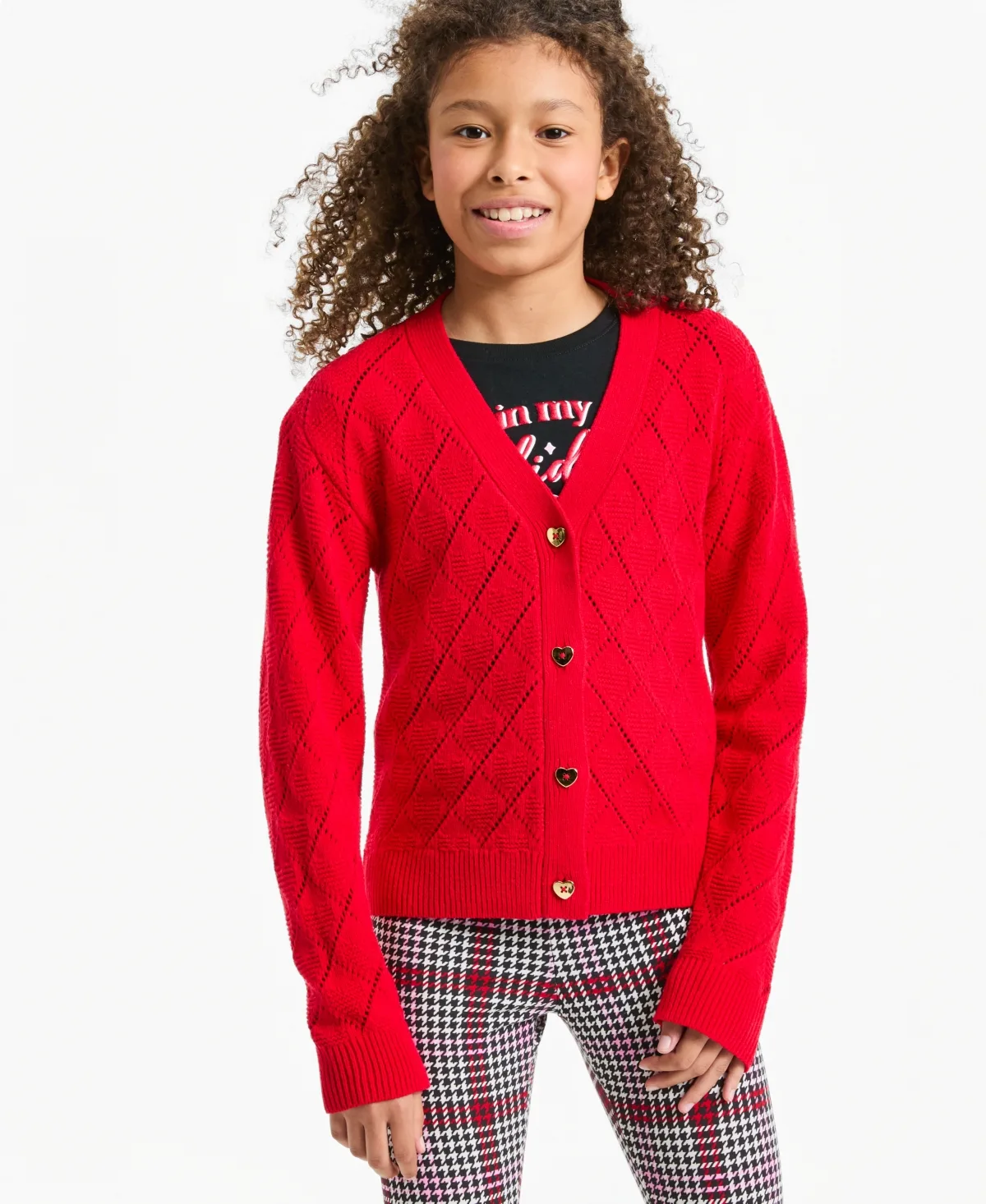 Diamond & Heart Long-Sleeve V-Neck Cardigan by Epic Threads