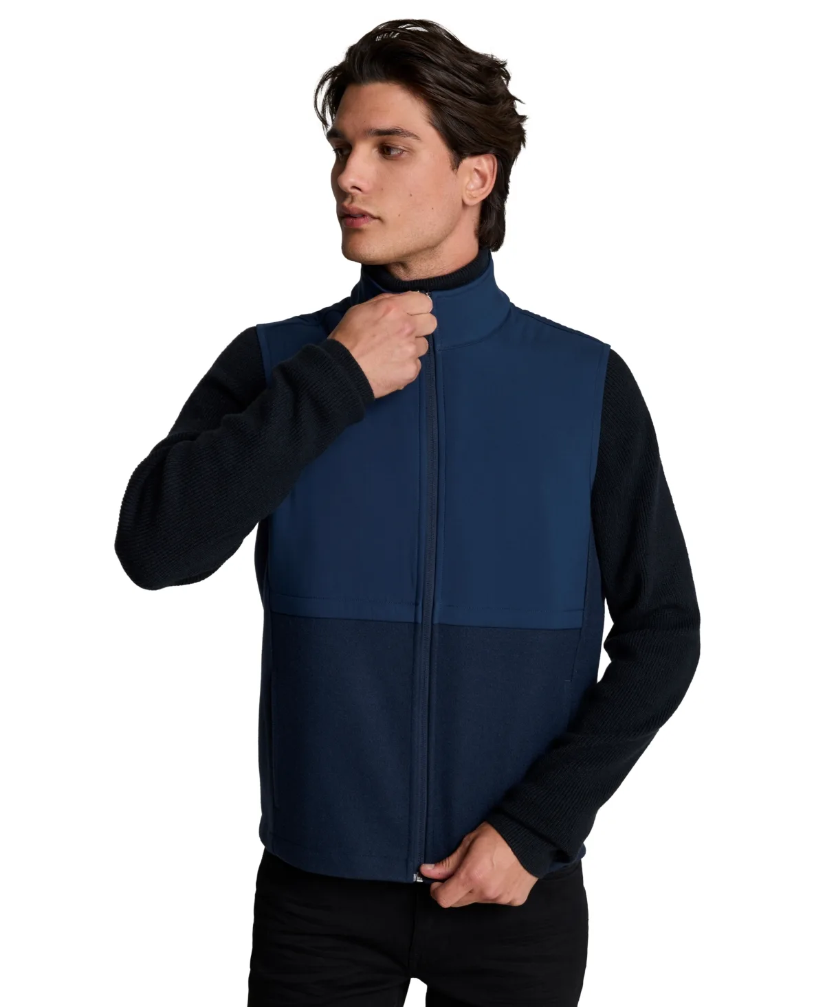 Blocked Slim-Fit Zip-Front Vest by Kenneth Cole