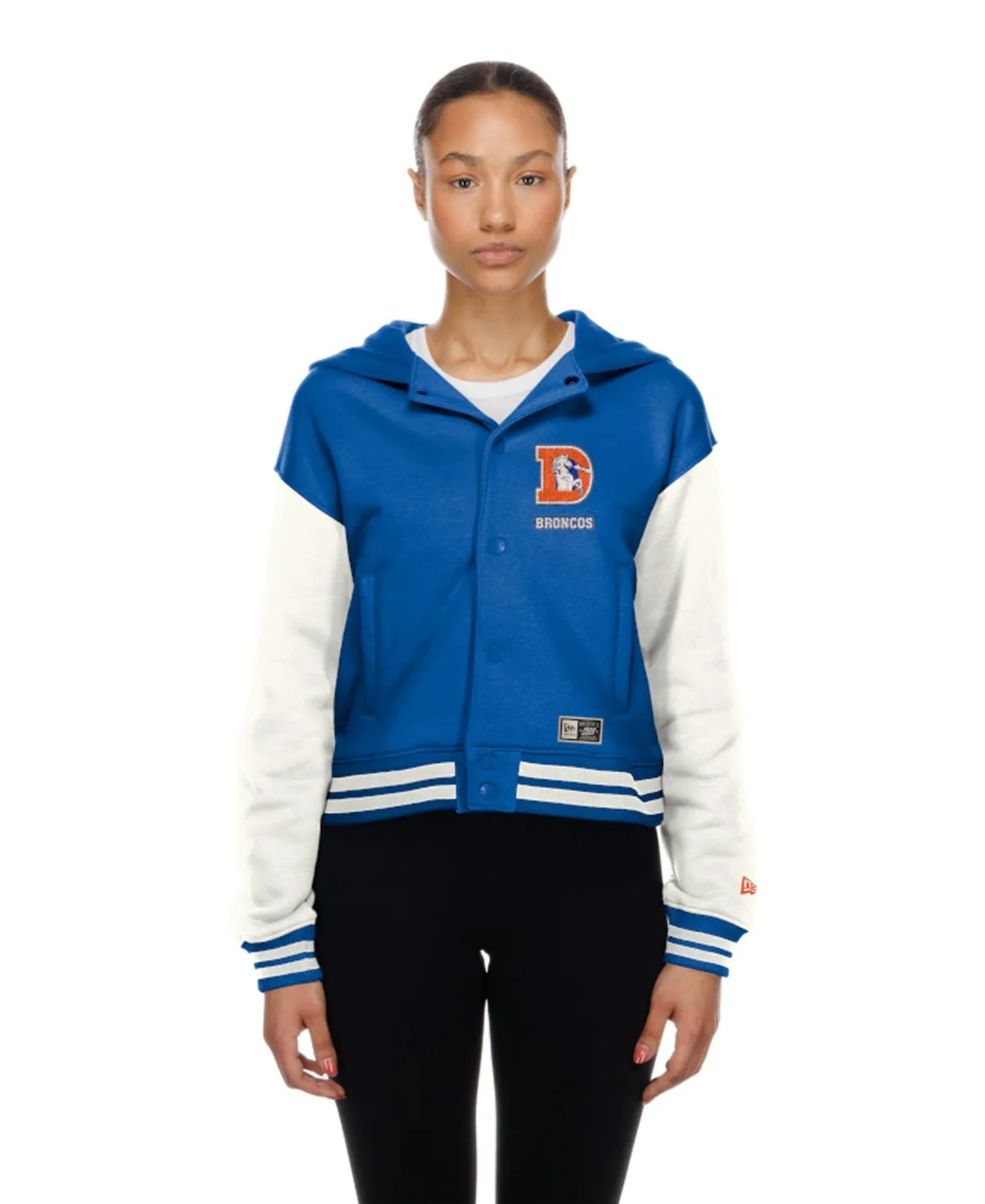Denver Broncos Hooded Fleece-Lined Cropped Jacket by New Era