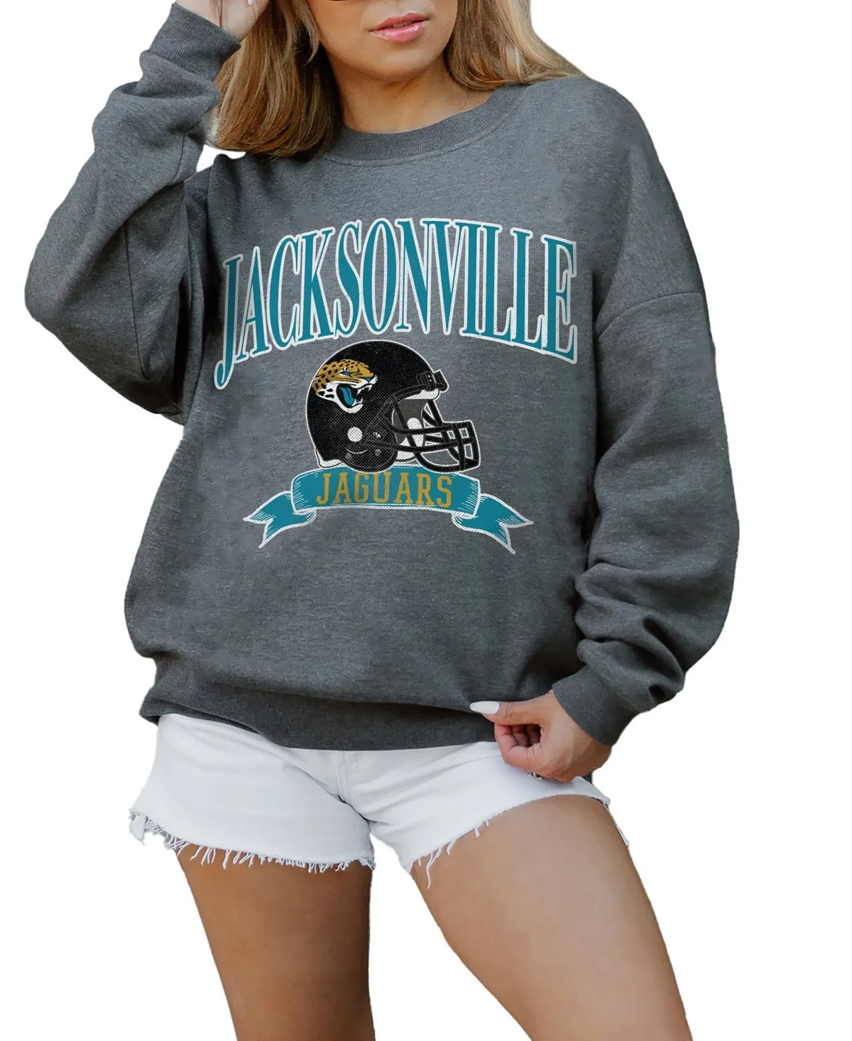 Jacksonville Jaguars Seal the Deal Oversized Drop-Shoulder Sweatshirt by Gameday Couture