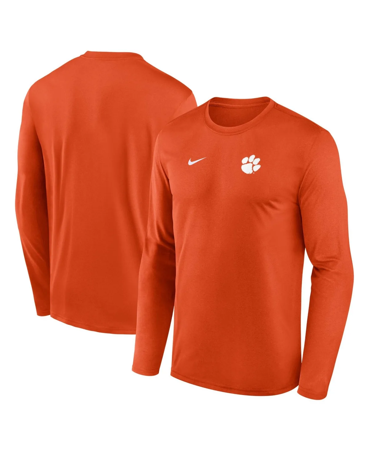 Clemson Tigers Sideline Legend Small Logo Long-Sleeve Crewneck T-Shirt