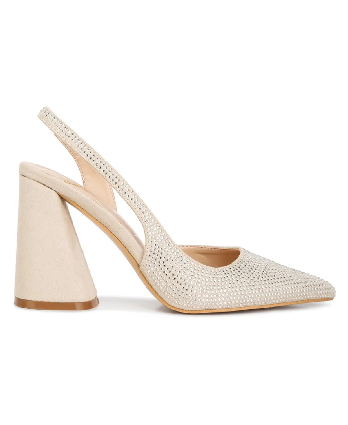 Saranna Rhinestone Embellished Suede Heel Sandals by London Rag