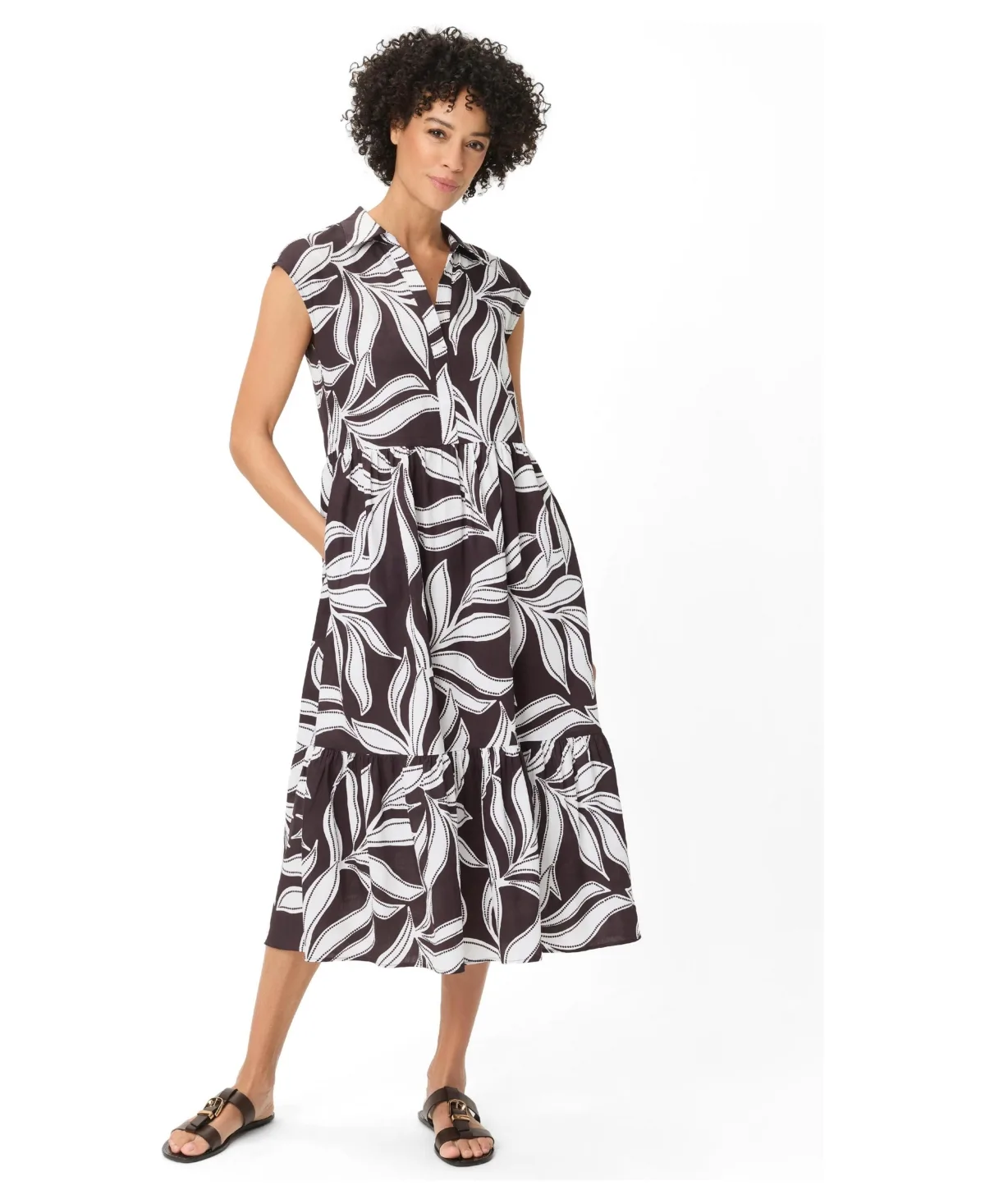 Dotted Leaf Tiered Dress by Olsen