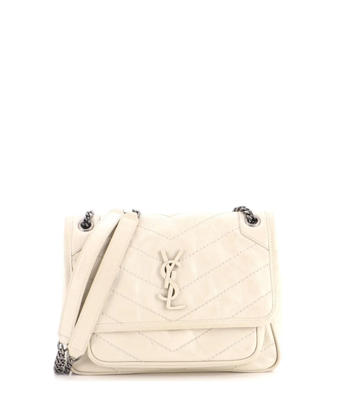 Pre-Owned Saint Laurent Baby Niki Chain Flap Bag Matelasse Chevron Leather by Saint Laurent