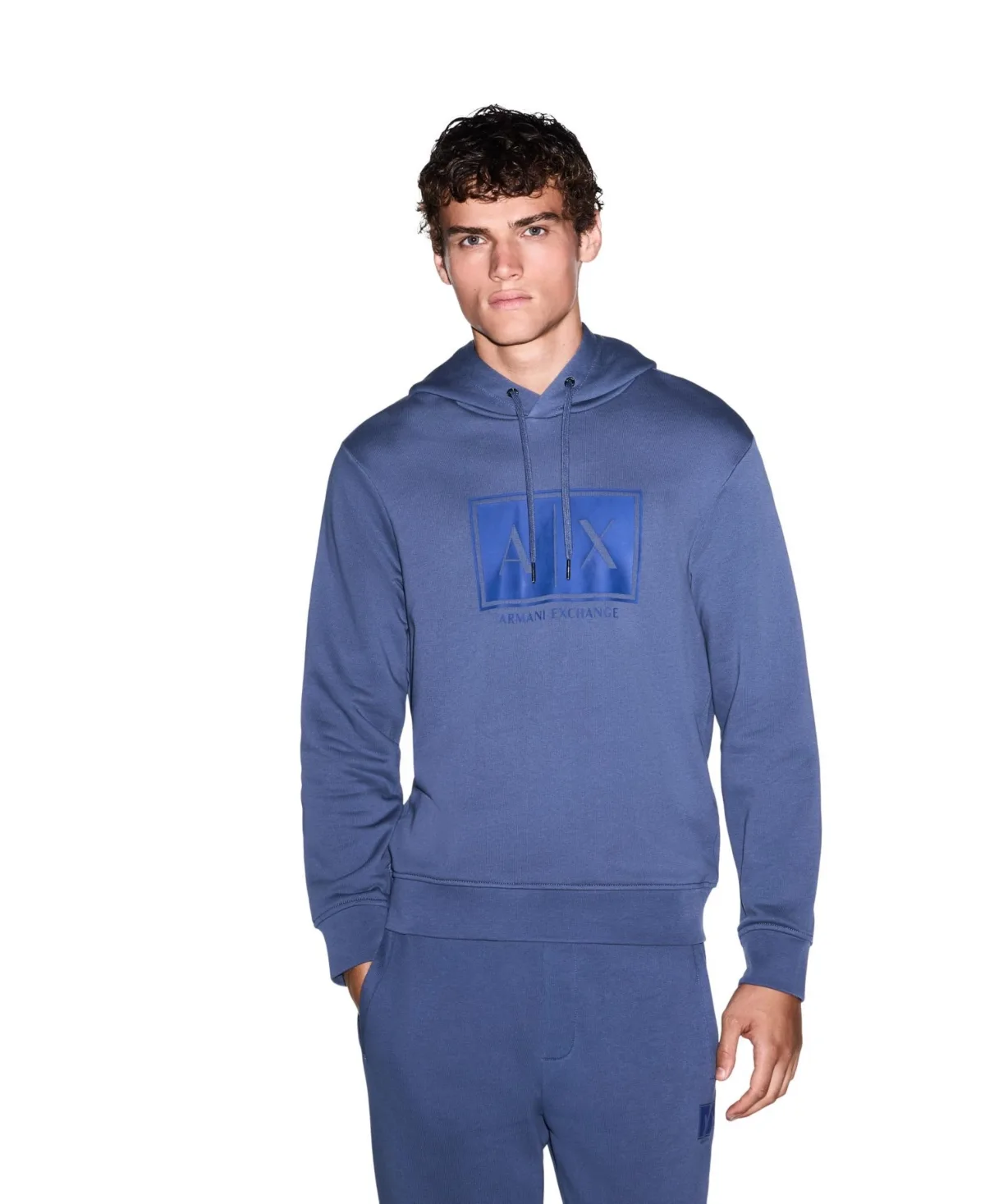 A - x Armani Exchange Black & Gold Graphic Box Hoodie Sweatshirt by Armani