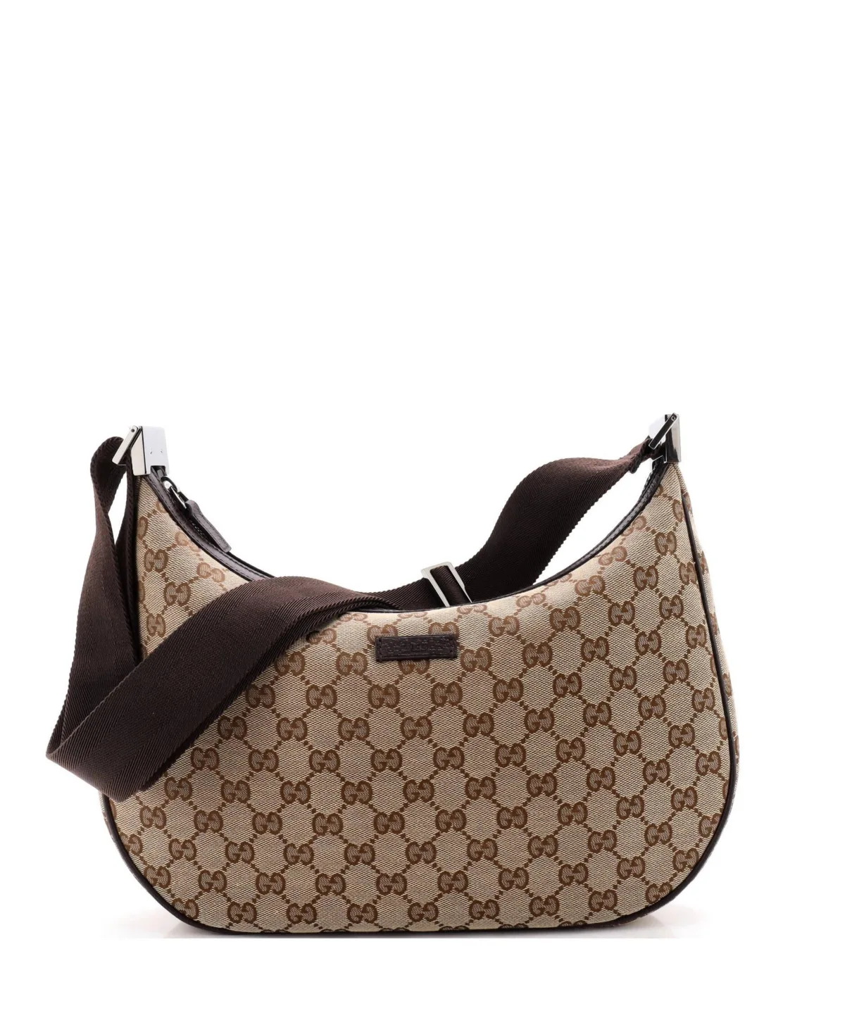 Pre-Owned Gucci Medium Saddle Zip Messenger Bag Gg Canvas with Leather by Gucci