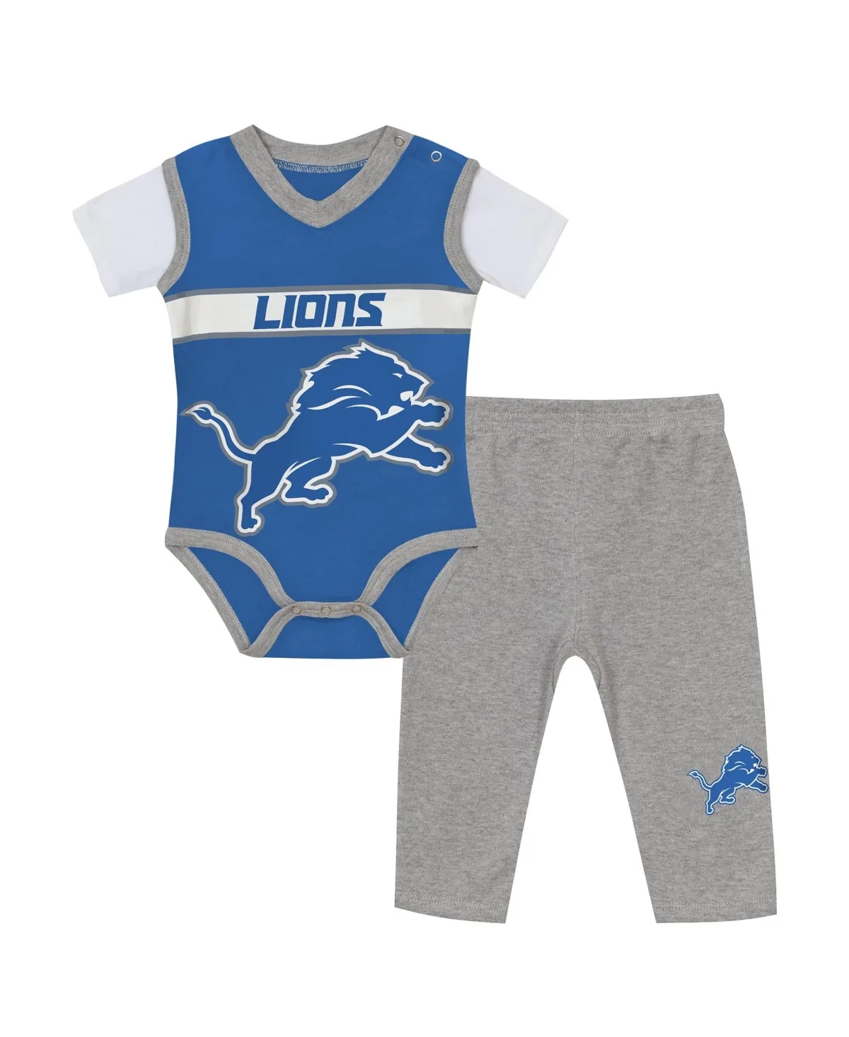 Detroit Lions Screen-Printed Short-Sleeve Bodysuit and Pants, 2-Piece Set by Outerstuff