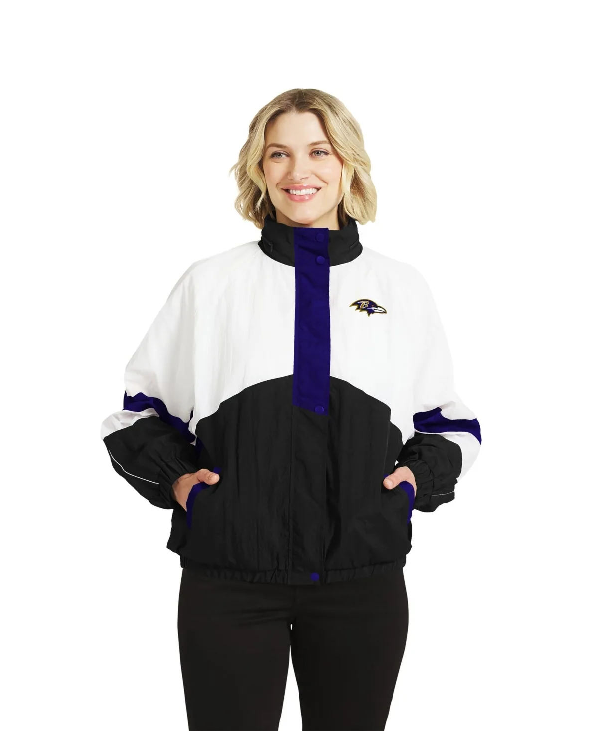 Baltimore Ravens Crinkle Hooded Full-Zip Windbreaker Jacket by Wear by Erin Andrews