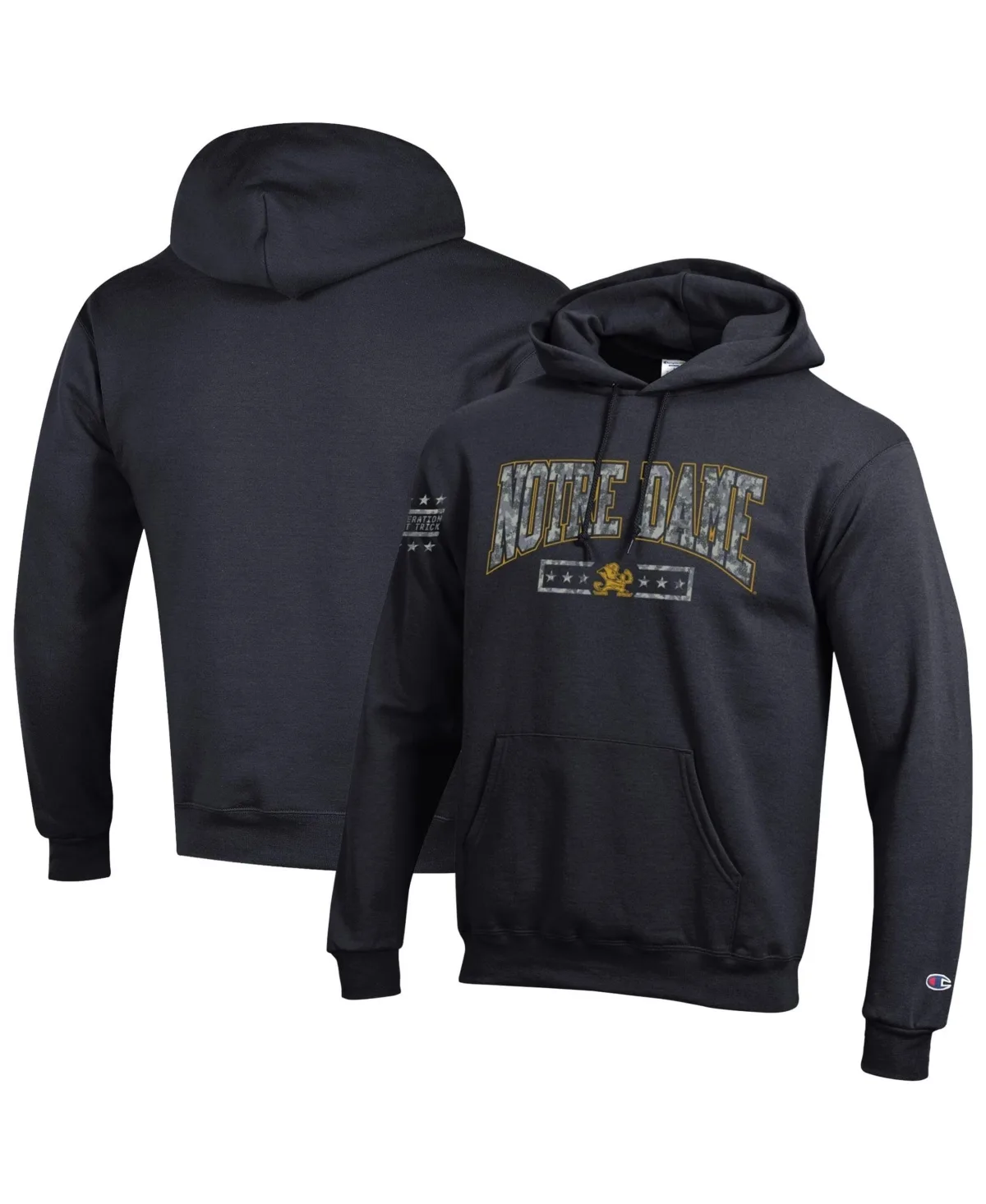 Notre Dame Fighting Irish Operation Hat Trick Camo Script Powerblend Fleece Hoodie by Champion