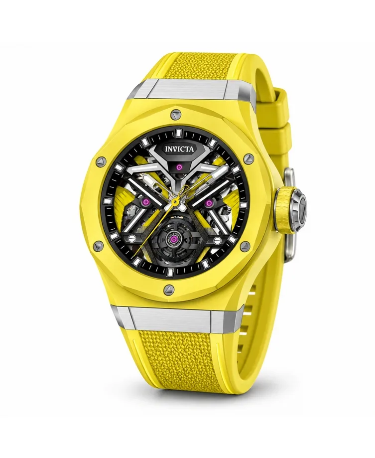 Mechanical Celestial Yellow Rubber Watch, 45mm by Invicta