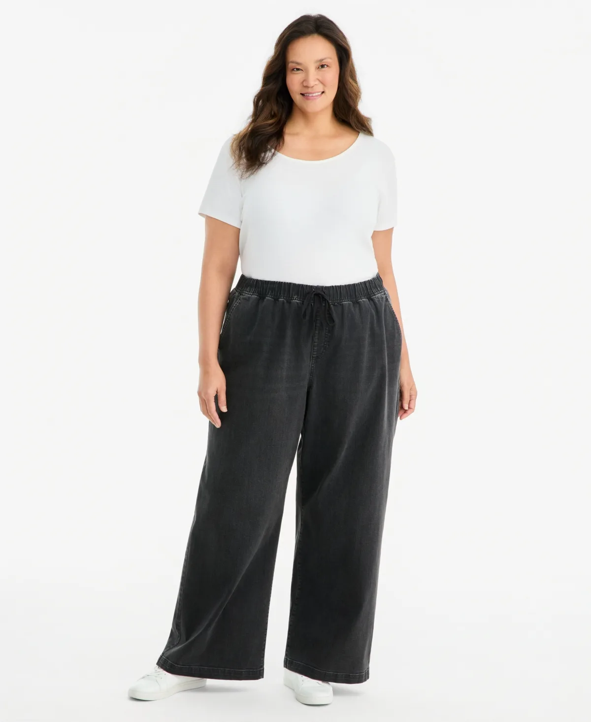 High-Rise Wide-Leg Pull-On Denim Jeans by Style & Co