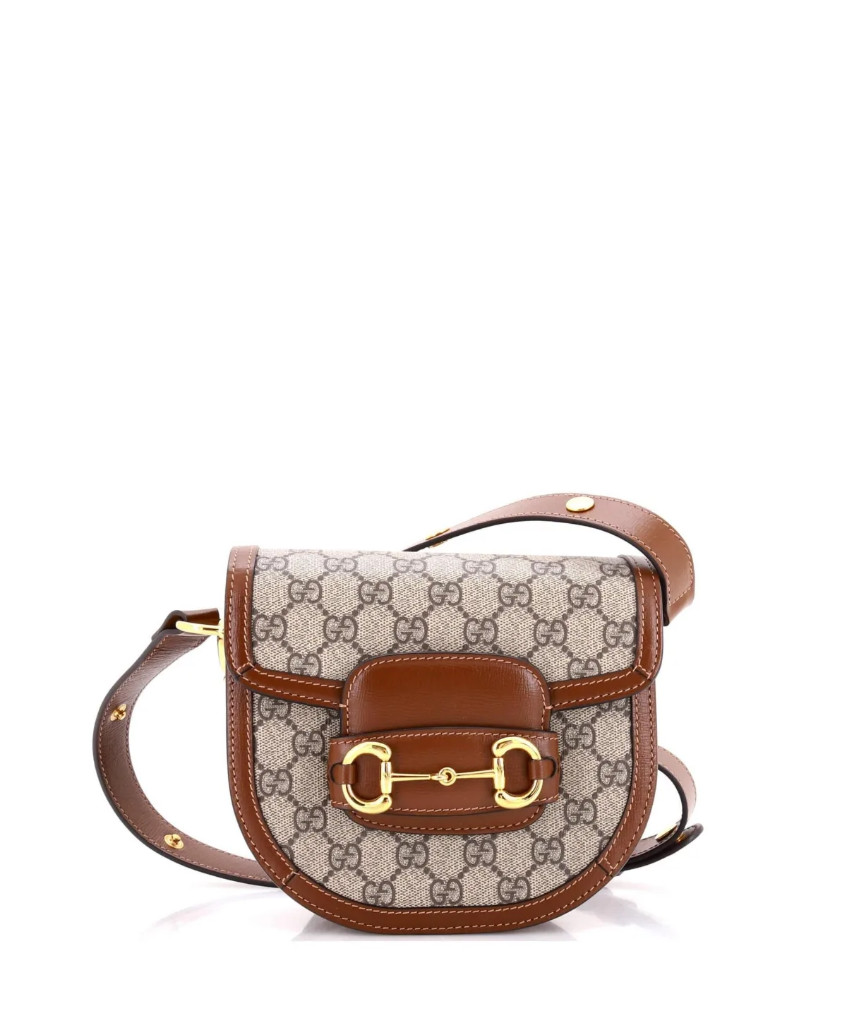 Pre-Owned Gucci Mini Horsebit 1955 Rounded Shoulder Bag Gg Coated Canvas and Leather