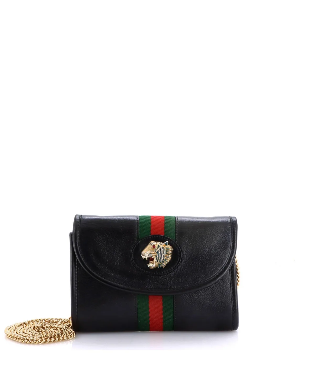 Pre-Owned Gucci Mini Rajah Web Chain Shoulder Bag Leather