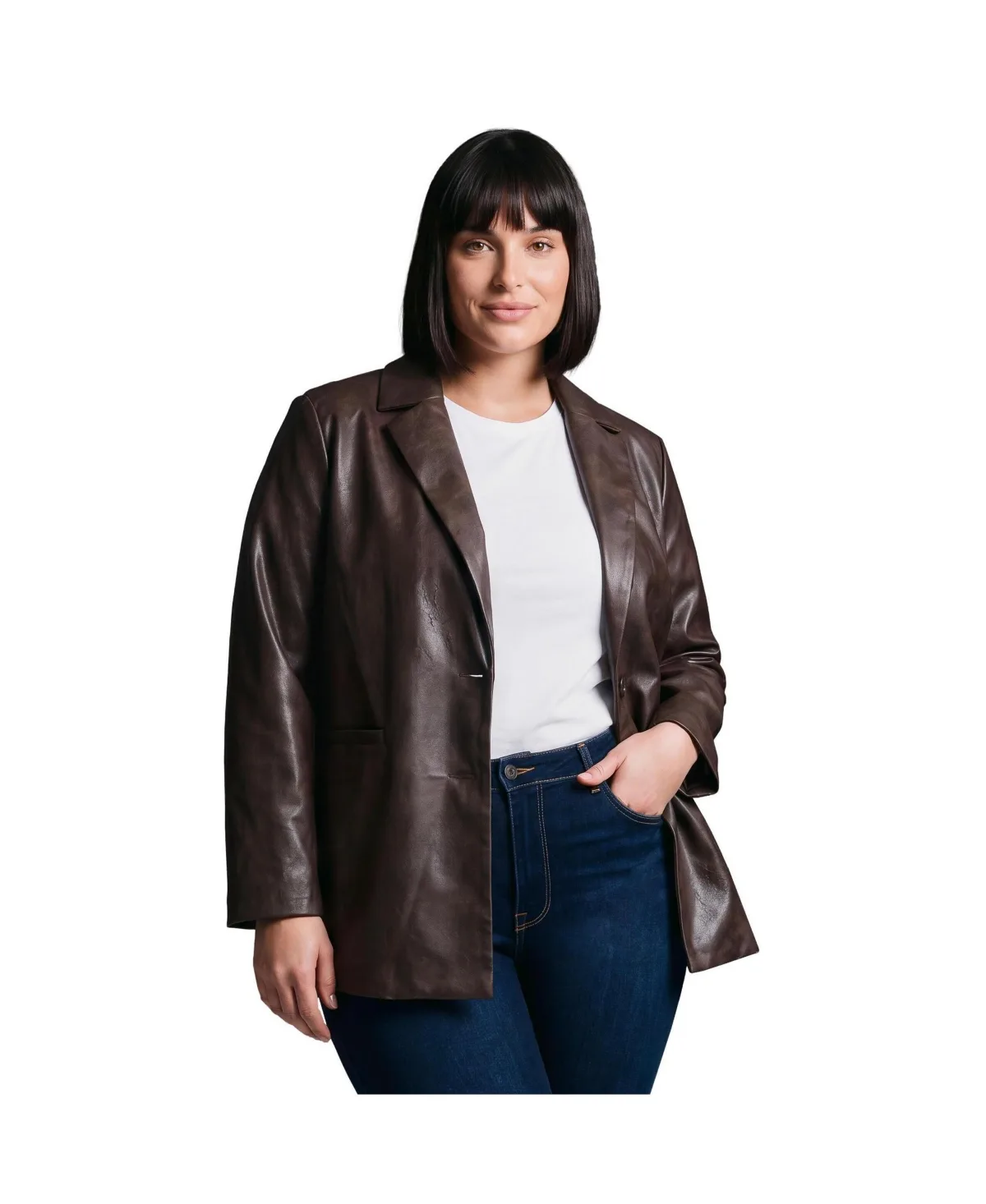 Faux Leather Blazer by Avenue