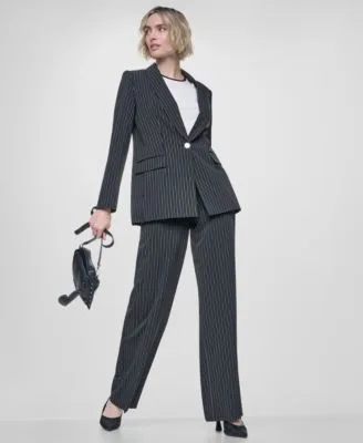 Everyday Stretch Lightweight Blazer Stretch Pleated Trousers Crepe Short Sleeve Tee by DKNY