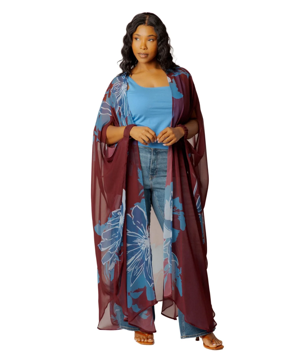 Floral Robe with Wrist Band by Buxom Couture