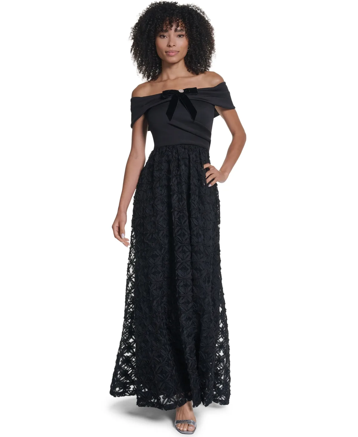 Off-the-Shoulder Lace A-Line Gown by Karl Lagerfeld