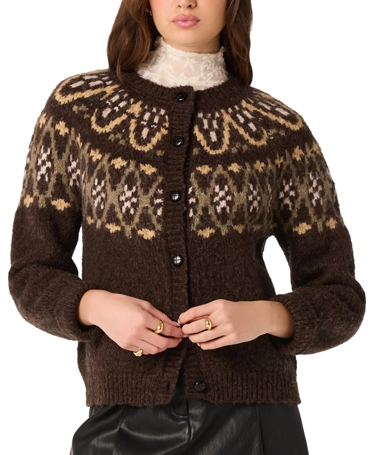 Irene Fair Isle Oversized Crewneck Cardigan