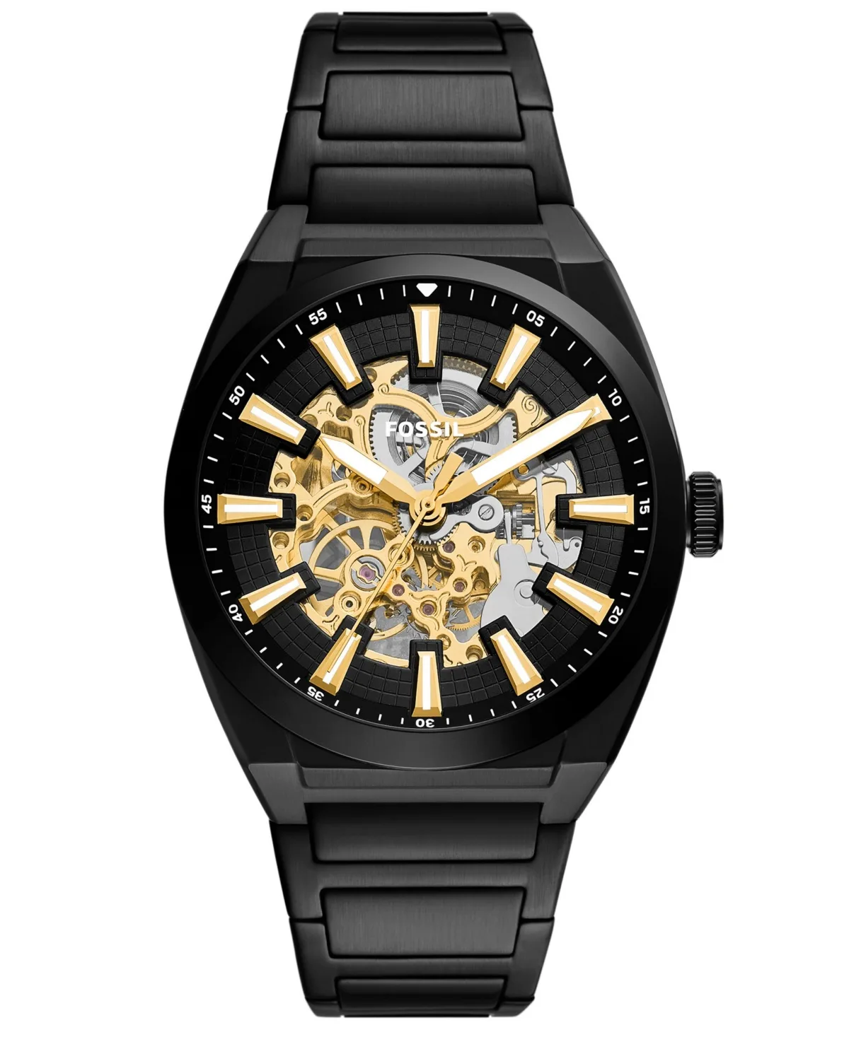 Automatic Everett Luxury Water-Resistant Black Stainless Steel Bracelet Watch, 42mm