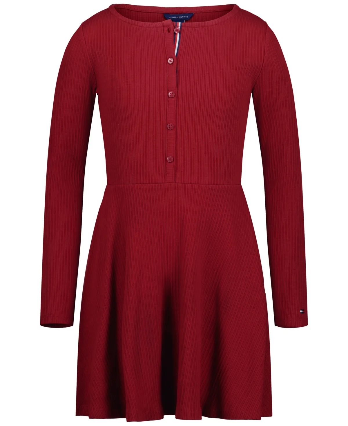 Henley Fit and Flare Long-Sleeve Ribbed Dress by Tommy Hilfiger