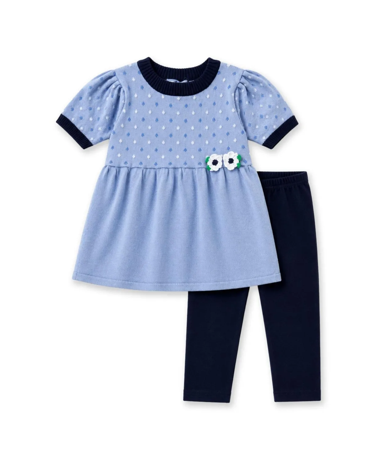 Polka Dot Sweater Tunic Set with Flowers by Florence Eiseman