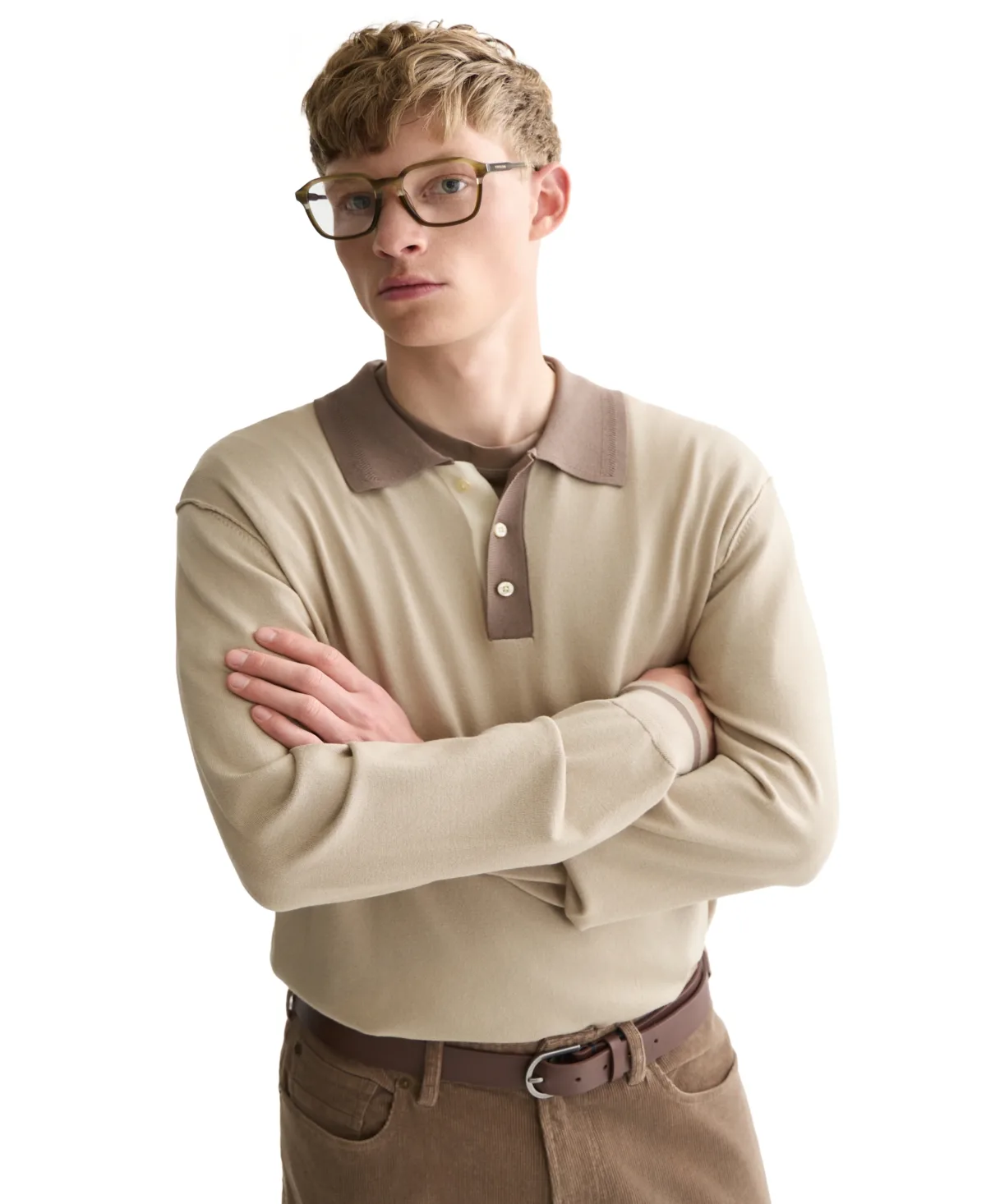 Long-Sleeve Knit Sweater Polo Shirt by Scotch & Soda
