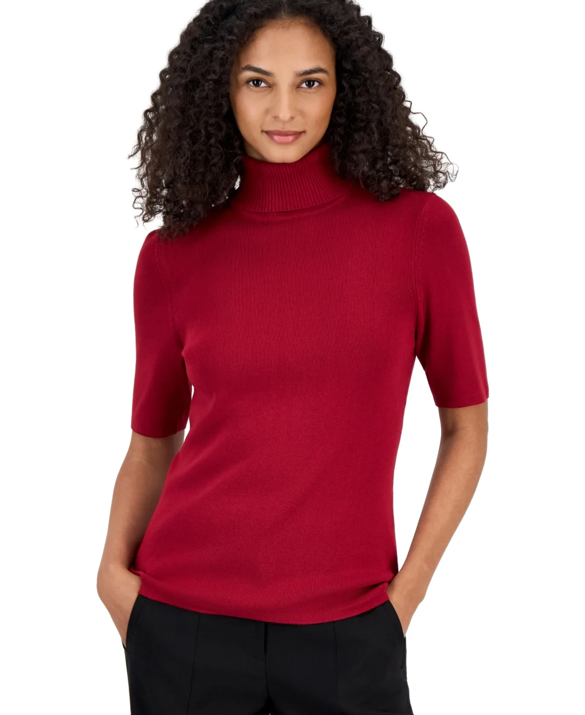 Half-Sleeve Turtleneck Sweater