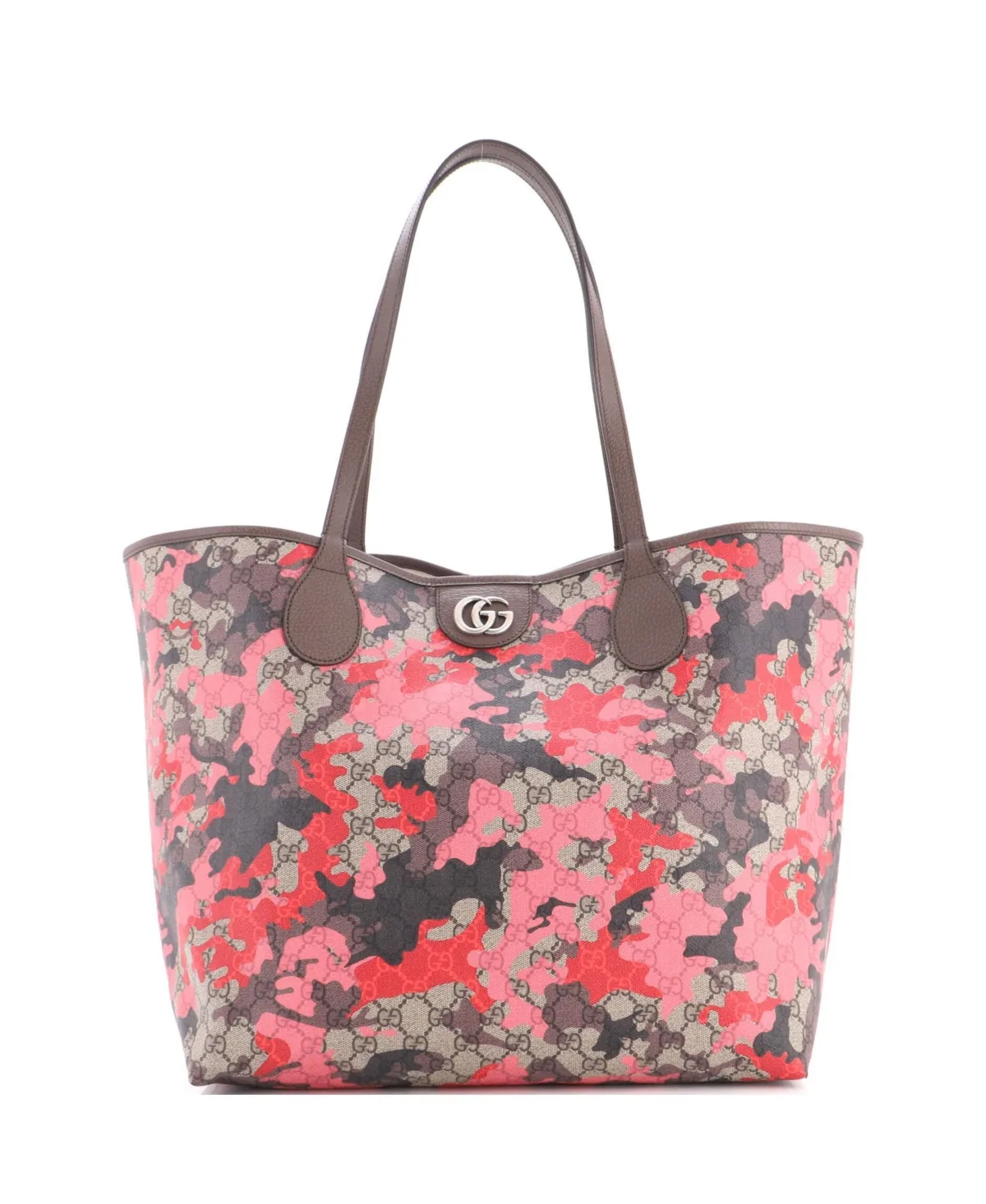 Pre-Owned Large Gg Open Tote Gg Camouflage Coated Canvas