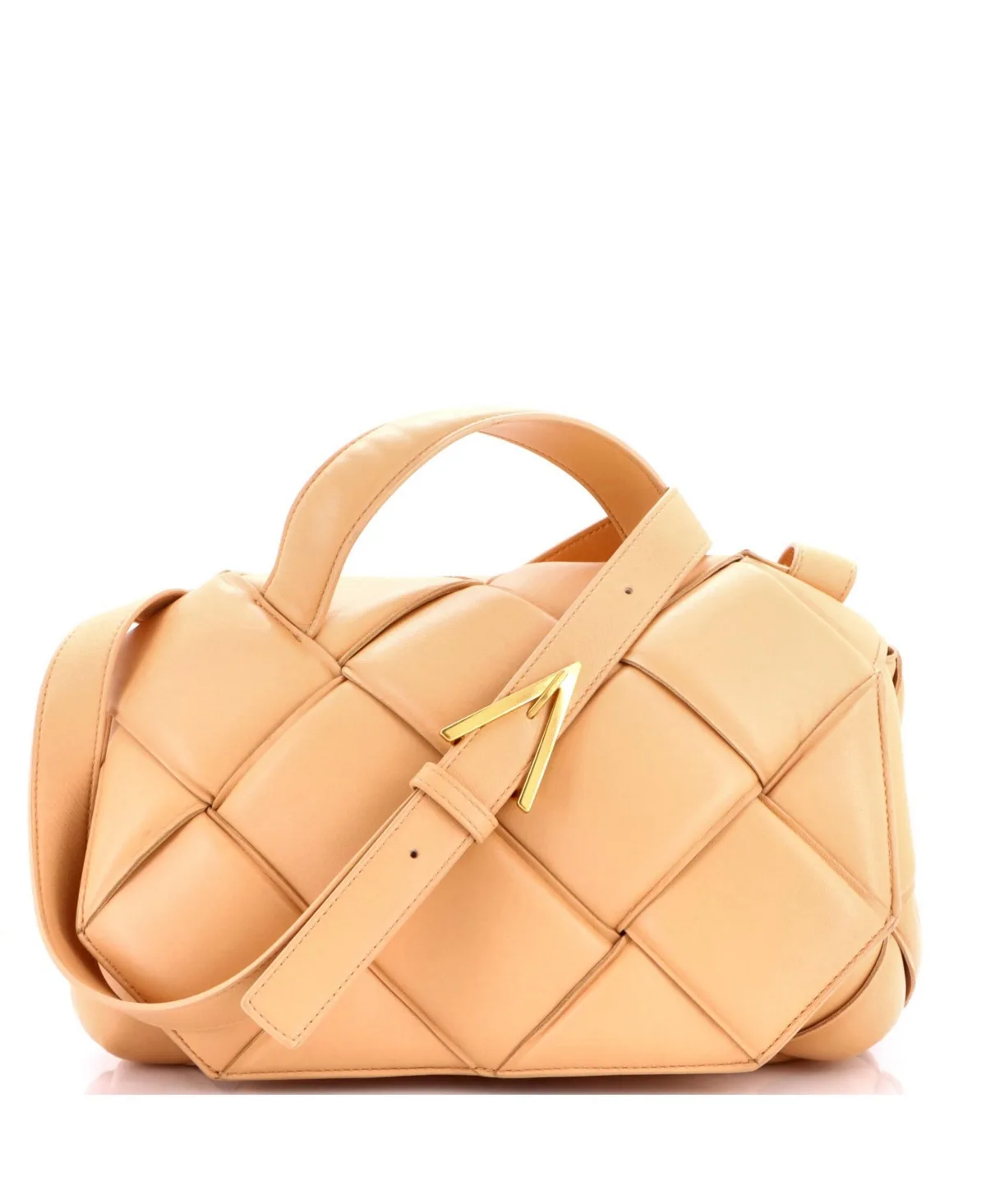 Pre-Owned Top Handle Shoulder Bag Padded Maxi Intrecciato Leather by Bottega Veneta