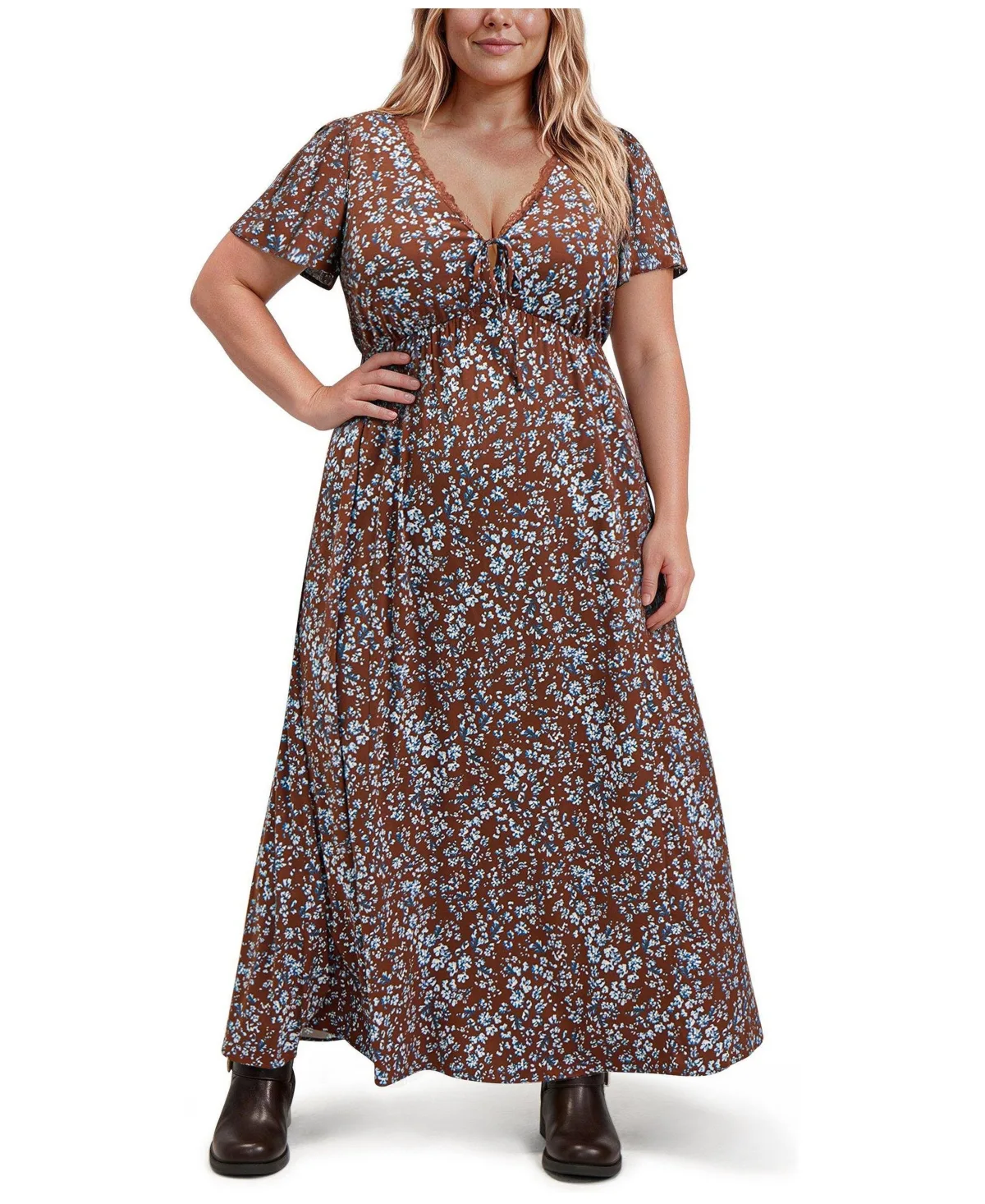 Fit & Flare Floral V-Neck Maxi Dress by Torrid