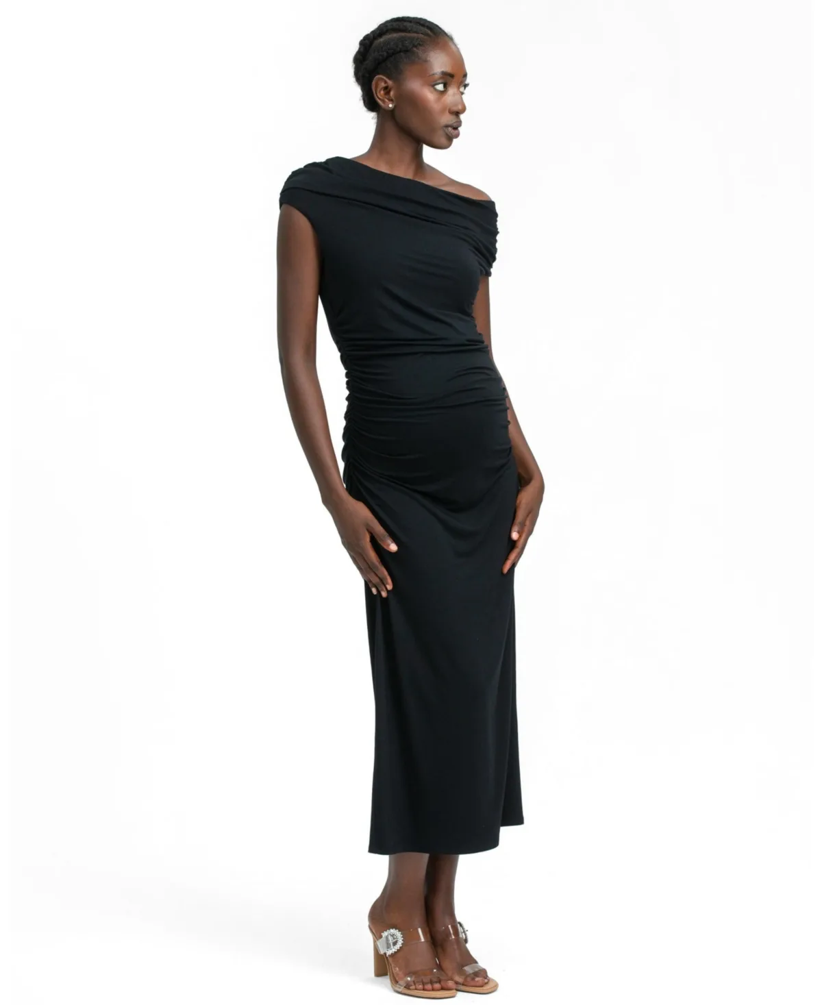 Mulan Off-the-Shoulder Bamboo Jersey Dress by Pietro Brunelli Maternity