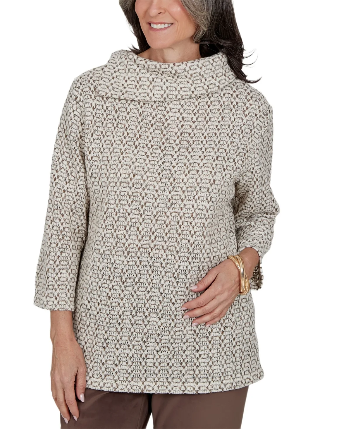 Cowl Neck 3/4-Sleeve Blouse by Alfred Dunner