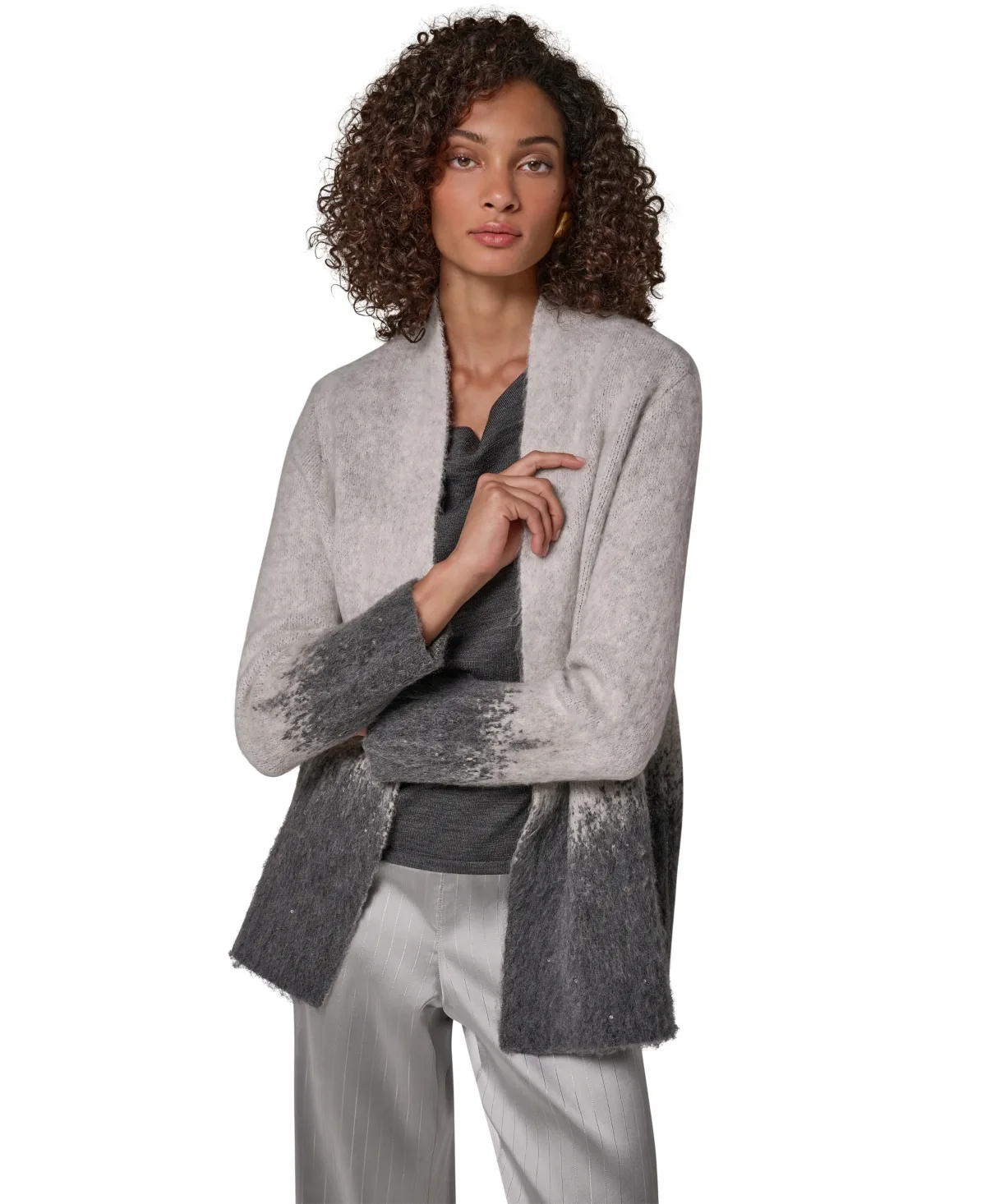 Oversized Open-Front Ombre Cardigan by Donna Karan New York