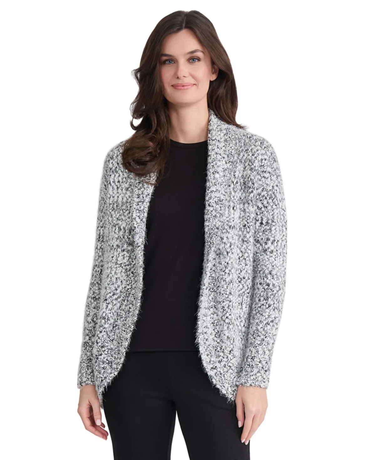 Shawl Collar Open Front Long-Sleeve Cardigan by Jones New York
