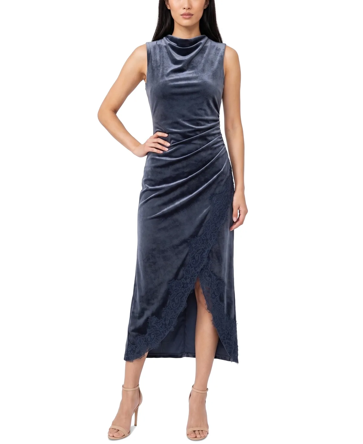 Velvet Fit & Flare Cowl Neck Midi Dress by Taylor
