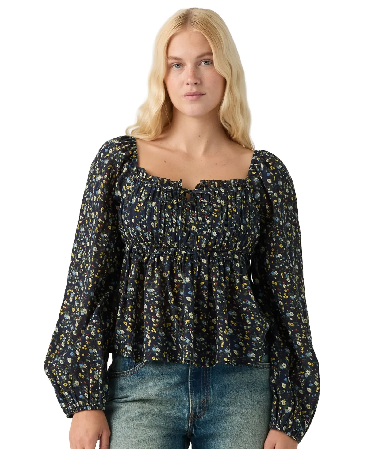 Oraya Front-Tie Floral-Print Scoop Neck Blouse by Levi's