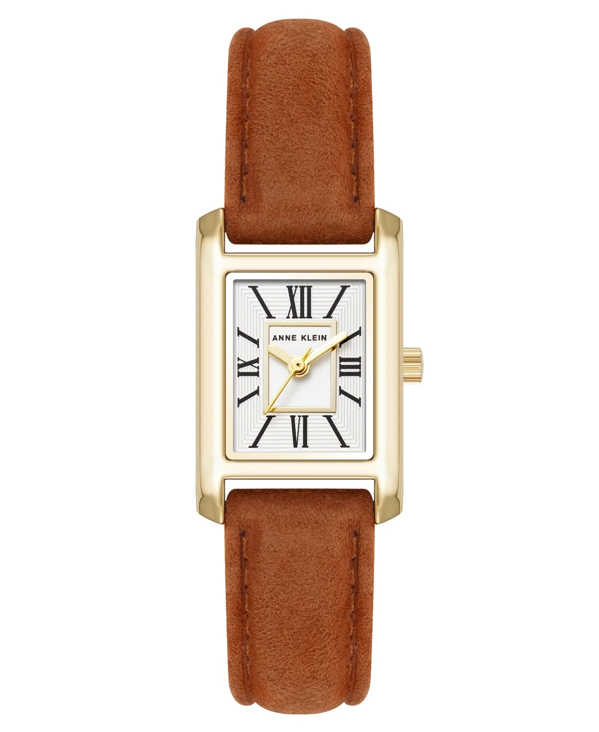 Quartz Rectangle Brown Leather Bracelet Watch 30mm x 20mm by Anne Klein