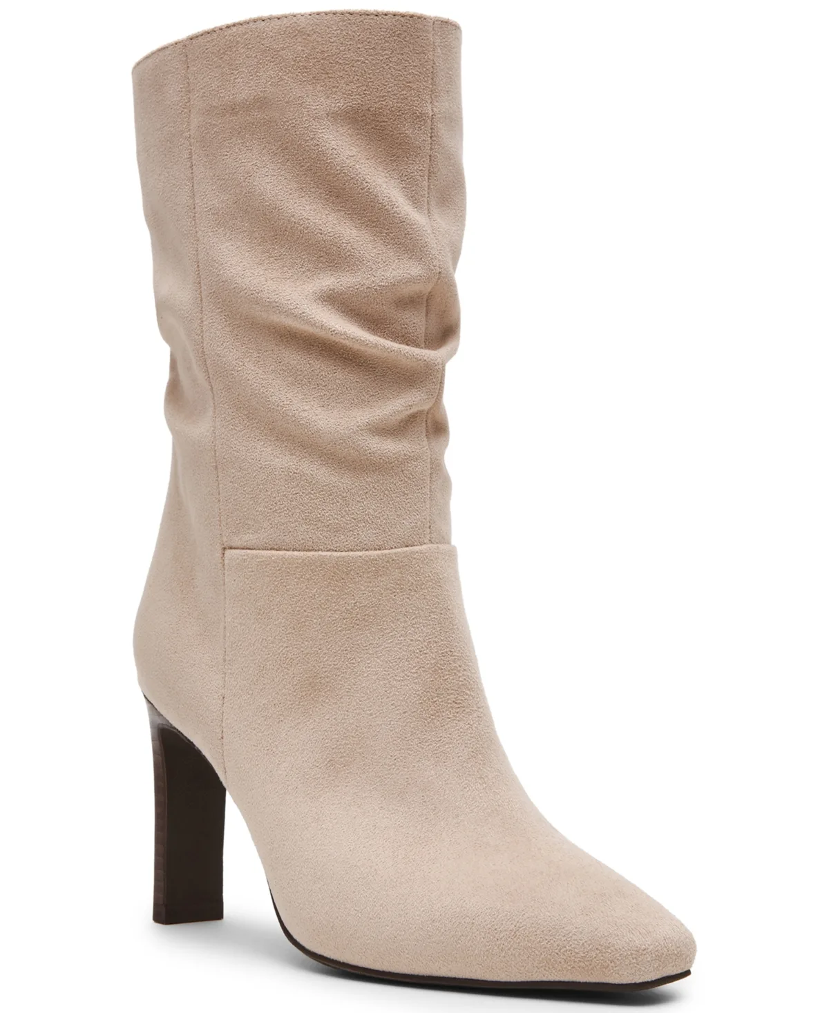 Mathan Block Heel Slouchy Dress Boots - Stone