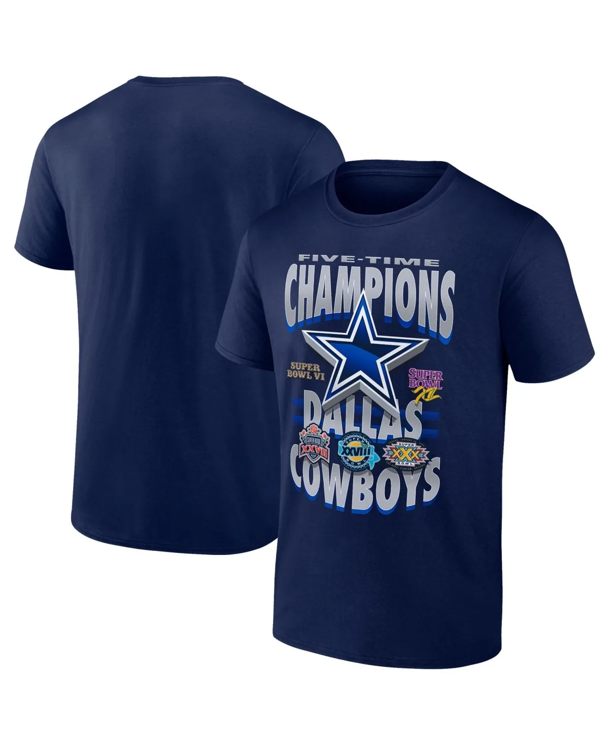 Dallas Cowboys Five-Time Super Bowl Champions Crewneck T-Shirt by Dallas Cowboys Merchandise