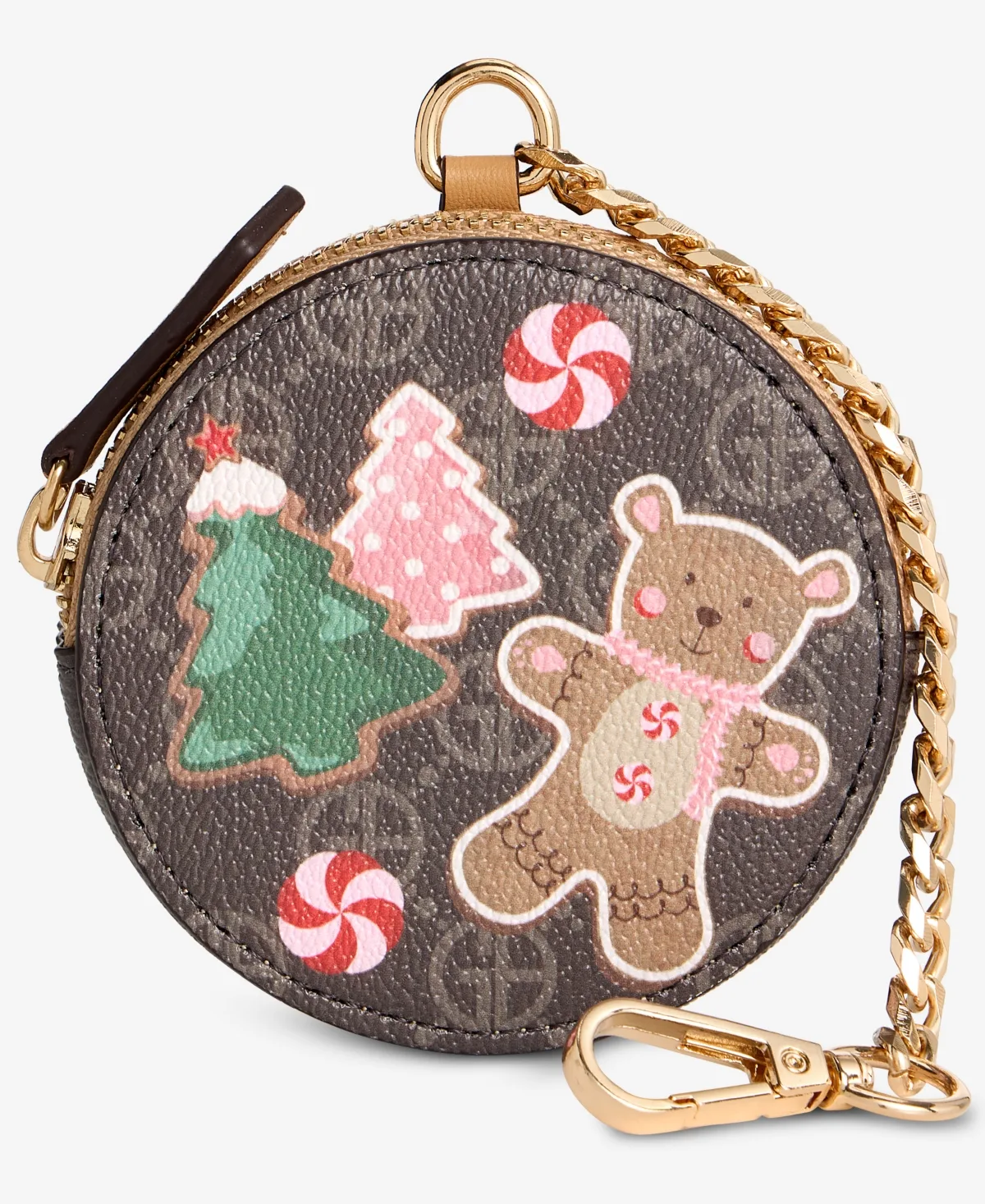 Gingerbread Bear Holiday-Motif Coin Purse with Removable Chain by Giani Bernini