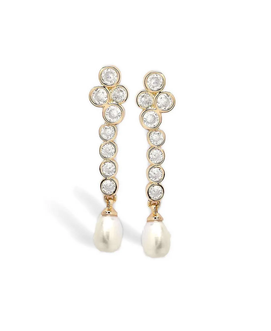 Crystal and Pearl Gold-Tone Averi Drop Earrings by Yoj