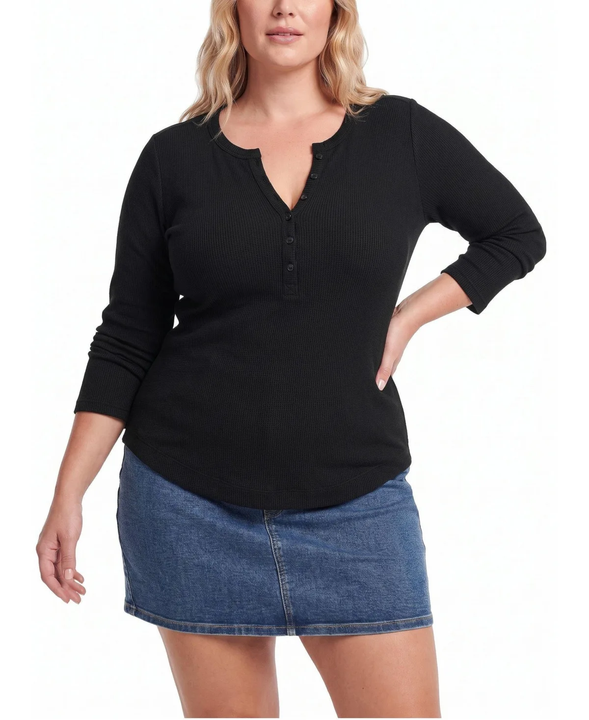 Thermal V-Neck 3/4-Sleeve Henley Top by Torrid