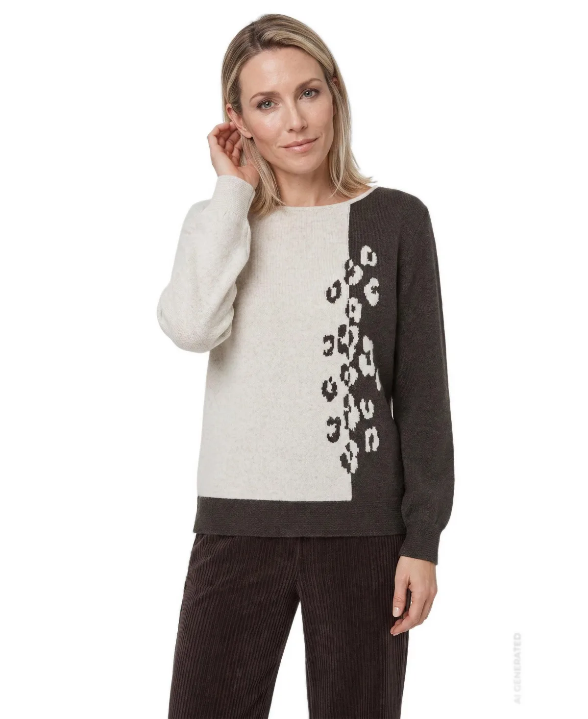Leopard Intarsia Sweater by Olsen