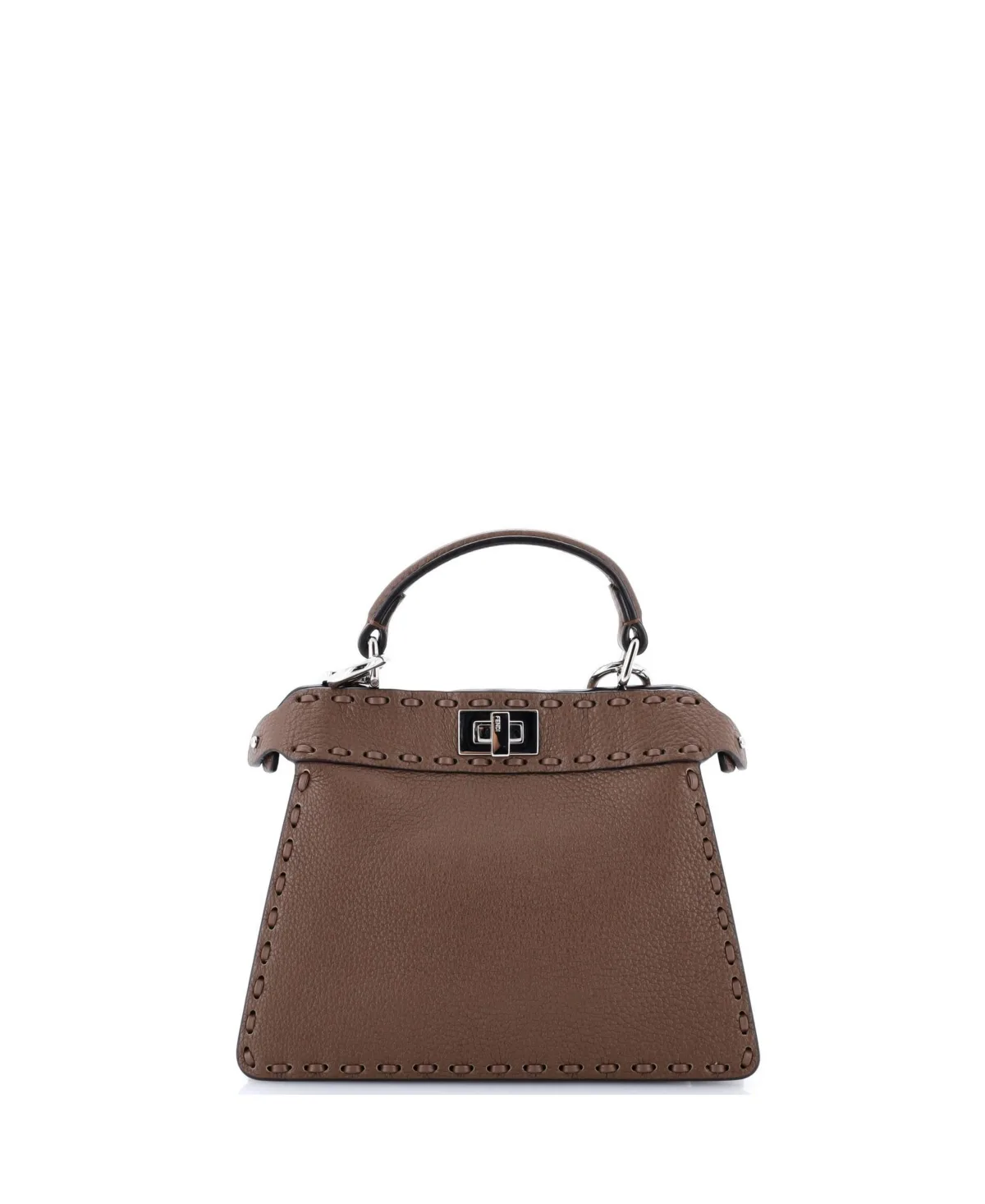 Pre-Owned Fendi Peekaboo ISeeU Petite Selleria Mini Leather Shoulder Bag by FENDI